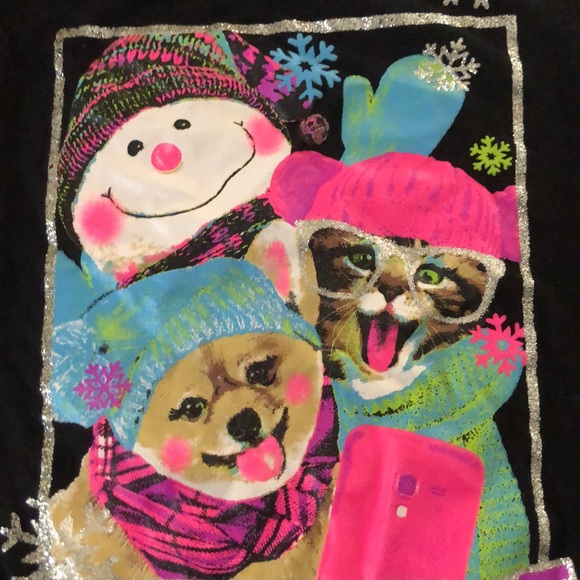 Holiday Time Selfie Christmas Print Long Sleeve T-shirt Size 4 - Picture 6 of 12